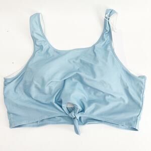 One Loved Babe Baby Blue Knot Front Bikini Crop Top Size Large NWT